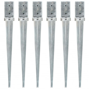 Ground Spikes 6 pcs Silver 3.1x3.1x29.9" Galvanized Ste...