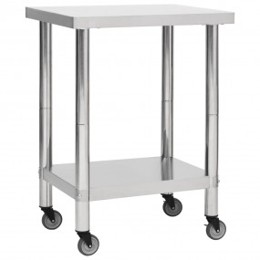 Kitchen Work Table with Wheels 31.5"x17.7"x33.5" Stainl...