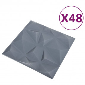 3D Wall Panels 48 pcs 19.7"x19.7" Diamond Gray 129.2 ft