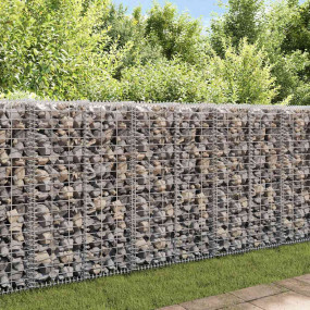 Gabion Wall with Covers Galvanized Steel 7.87"x7.87"x39...