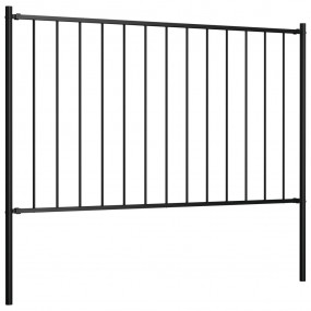 Fence Panel with Posts Powder-coated Steel 5.6'x3.3' Bl...
