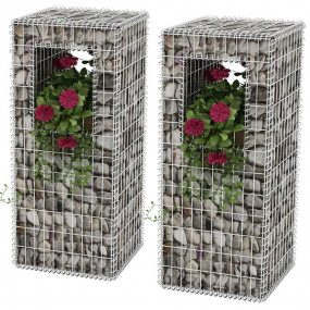 Gabion Basket Posts/Planters 2 pcs Steel 19.7"x19.7"x47...