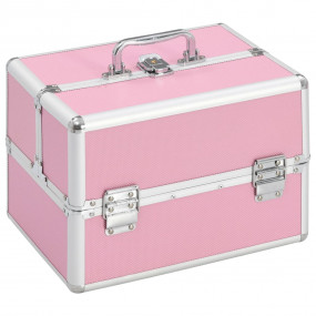Make-up Case 8.7"x11.8"x8.3" Pink Aluminum