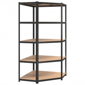 5-Layer Heavy-duty Corner Shelf Gray Steel&Engineered W...