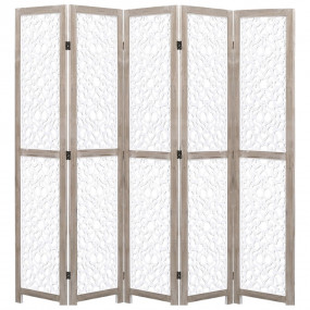 5-Panel Room Divider White 68.9"x65" Solid Wood
