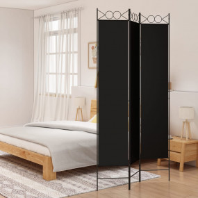 3-Panel Room Divider Black 47.2"x86.6" Fabric