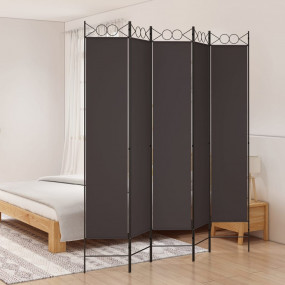 5-Panel Room Divider Brown 78.7"x86.6" Fabric