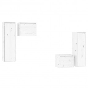 TV Stands 4 Pcs White Solid Wood Pine