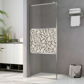 Walk-in Shower Wall ESG Glass with Stone Design 35.4"x7...