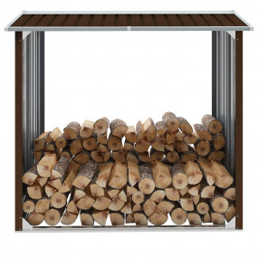 Log Storage Shed Galvanized Steel 67.7"x35.8"x60.6" Bro...