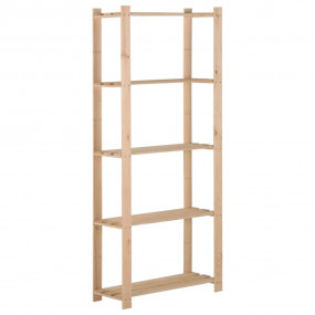 5-Tier Storage Rack 31.5"x11.2"x66.9" Solid Wood Pine