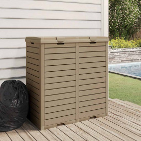 Outdoor Garbage Bin Light Brown 30.7"x16.1"x33.9" Polyp...