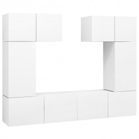 6 Piece TV Stand Set White Engineered Wood