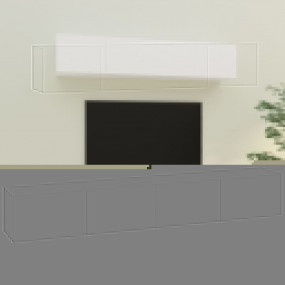 4 Piece TV Stand Set White Engineered Wood