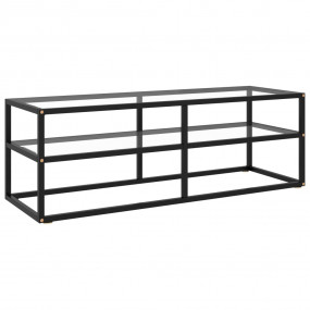 TV Cabinet Black with Tempered Glass 47.2x15.7x15.7"