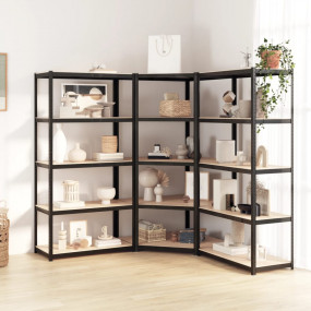 5-Layer Heavy-duty Shelves 3 pcs Gray Steel&Engineered ...