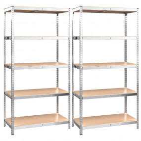 5-Layer Heavy-duty Shelves 2 pcs Silver Steel&Engineere...