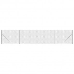 Chain Link Fence with Flange Silver 5.2'x32.8'