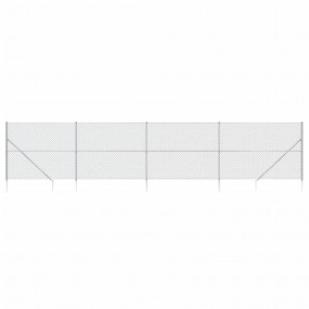 Chain Link Fence with Spike Anchors Silver 5.2'x32.8'