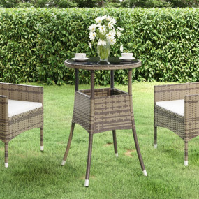 Patio Table 23.6"x29.5" Tempered Glass and Poly Rattan ...
