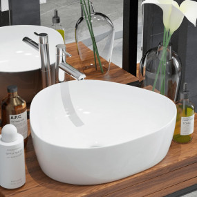 Basin Triangle Ceramic White 19.9"x16.1"x4.7"