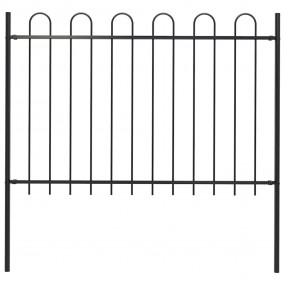 Garden Fence with Hoop Top Steel 5.9' Black