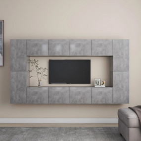 8 Piece TV Stand Set Concrete Gray Engineered Wood