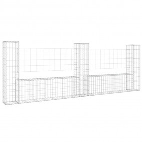 U-shape Gabion Basket with 3 Posts Iron 102.4"x7.9"x39....