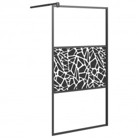 Walk-in Shower Wall 39.4"x76.8" ESG Glass with Stone De...