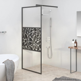 Walk-in Shower Wall 31.5"x76.8" ESG Glass with Stone De...