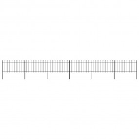 Garden Fence with Spear Top Steel 401.6"x39.4" Black