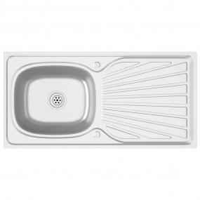 Kitchen Sink with Drainer Set Silver 39.4"x19.7"x6.1" S...
