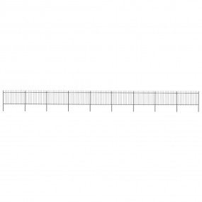 Garden Fence with Spear Top Steel 602.4"x47.2" Black