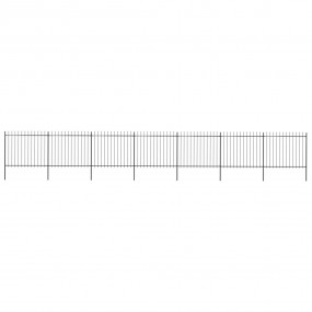 Garden Fence with Spear Top Steel 468.5"x59.1" Black