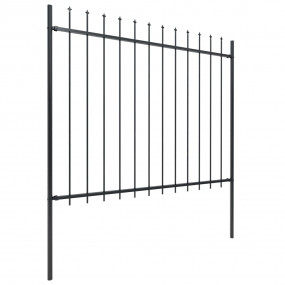 Garden Fence with Spear Top Steel 602.4"x59.1" Black