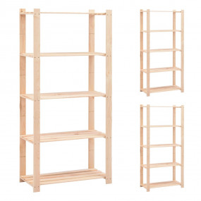 5-Tier Storage Racks 3 pcs 31.5"x15"x66.9" Solid Pinewo...