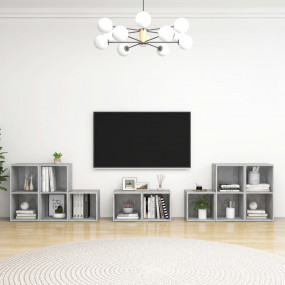 8 Piece TV Stand Set Concrete Gray Engineered Wood