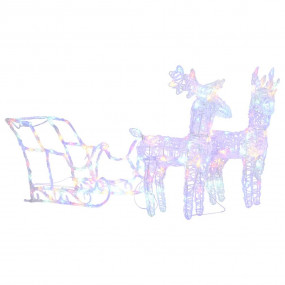 Reindeers & Sleigh Christmas Decoration 160 LEDs 51.2" ...