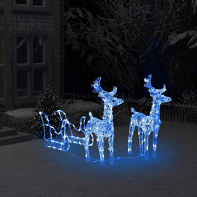 Reindeers & Sleigh Christmas Decoration 160 LEDs 51.2" ...