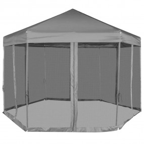 Hexagonal Pop-Up Marquee with 6 Sidewalls Gray 11.8'x10...