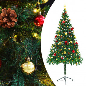 Artificial Pre-lit Christmas Tree with Baubles Green 6 ...