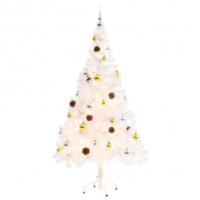 Artificial Pre-lit Christmas Tree with Baubles White 5 ...
