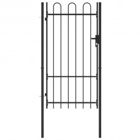 Fence Gate Single Door with Arched Top Steel 39.4"x68.9...