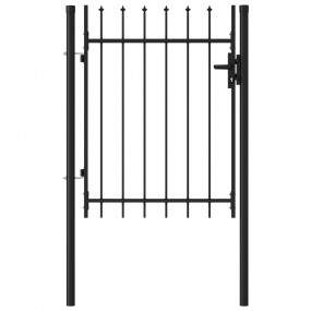 Fence Gate Single Door with Spike Top Steel 3.3'x3.9' B...