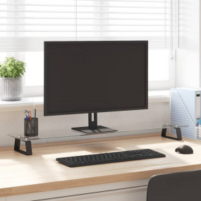 Monitor Stand Black 39.4"x7.9"x3.1" Tempered Glass and ...