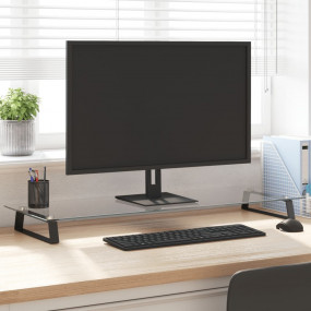 Monitor Stand Black 39.4"x13.8"x3.1" Tempered Glass and...