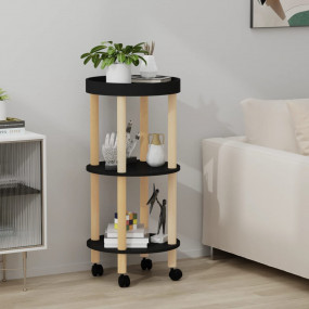 3-tier Trolley Black 15"x15"x32.3" Engineered Wood&Soli...