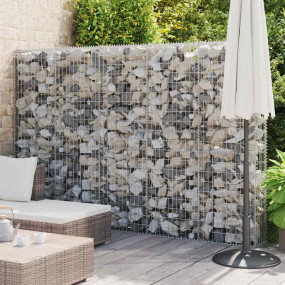 Gabion Wall with Covers Galvanized Steel 118.1"x11.8"x7...
