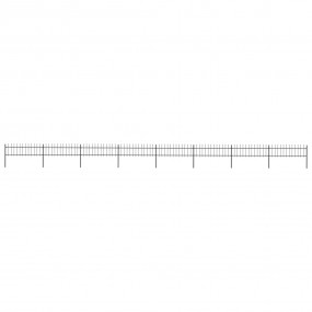 Garden Fence with Spear Top Steel 535.4"x23.6" Black