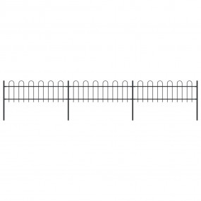 Garden Fence with Hoop Top Steel 16.7' Black